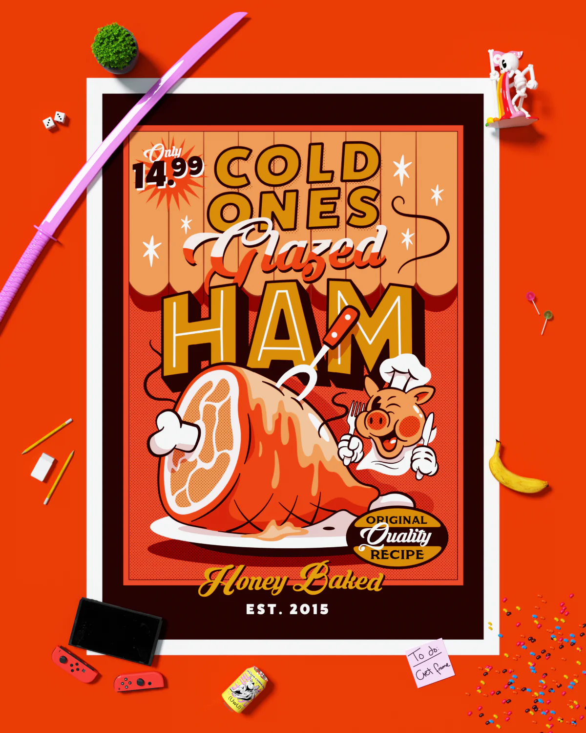 Glazed Ham Signed Art Print - Image 3